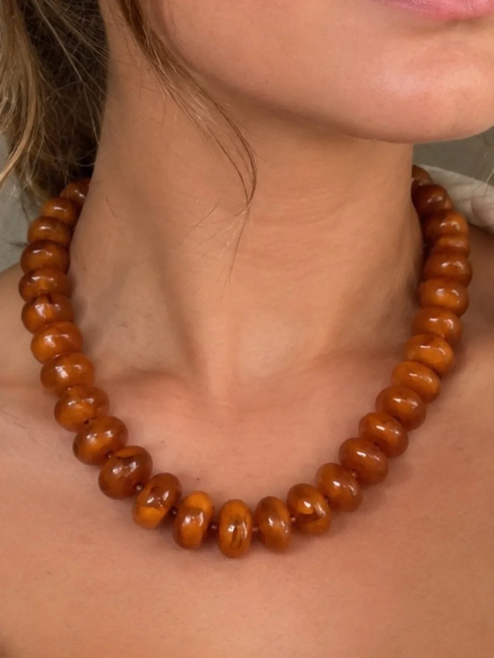 Chunky Brown Beaded Statement Necklace